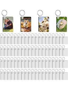 240Pcs Double-Sided Keychain Blanks, 80 MDF Sublimation Keychains with Rings